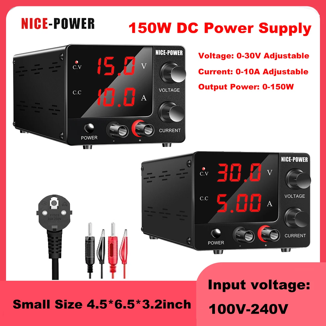 NICE-POWER DC Laboratory Power Supply 30V 5A 15V 10A Adjustable Voltage Regulator Bench Switching Power Supply Input 100V-240V