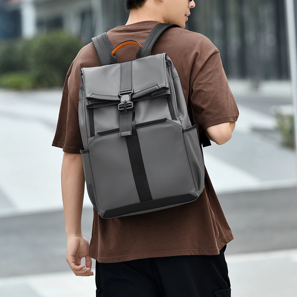 Men‘s Foldable Laptop Backpack 20L Capacity Water Repellent Fabric Lightweight Backpack Commuting Travel Meeting Outdoors Bag