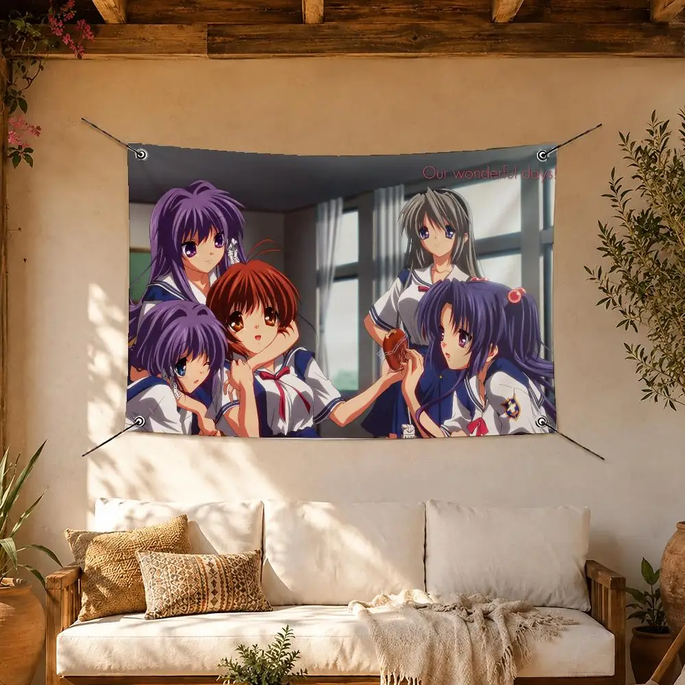 Cute Anime CLANNAD Flags Room Home Decor Wall‑Hanging Art Banner, Outdoor for Bedroom Party Background Decoration