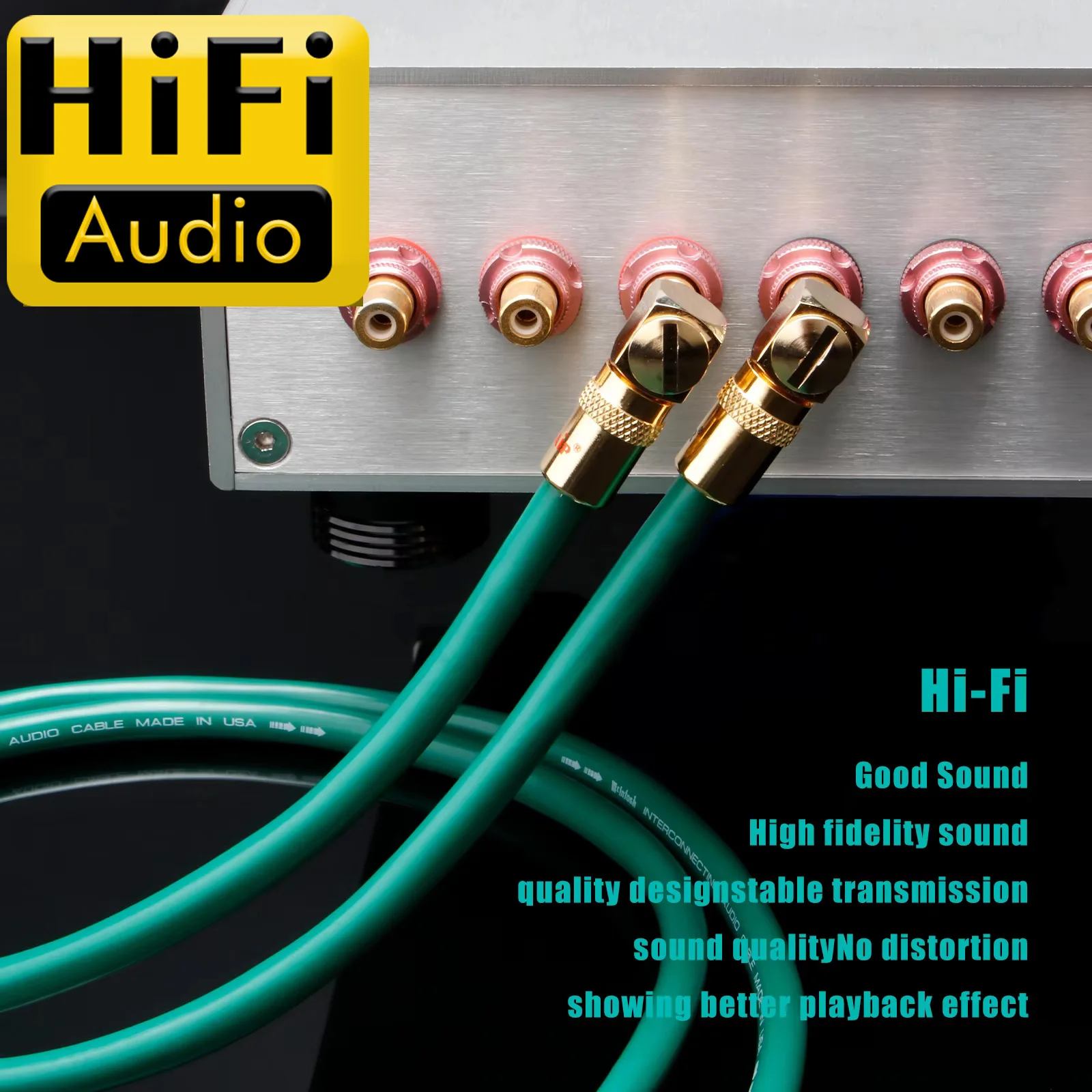 RCA Audio Cable Gold Hifi Plated Angle to Straight Plug OFC Silver Alloy Audio Video Cable PE Shield Interconnect Signal Wire