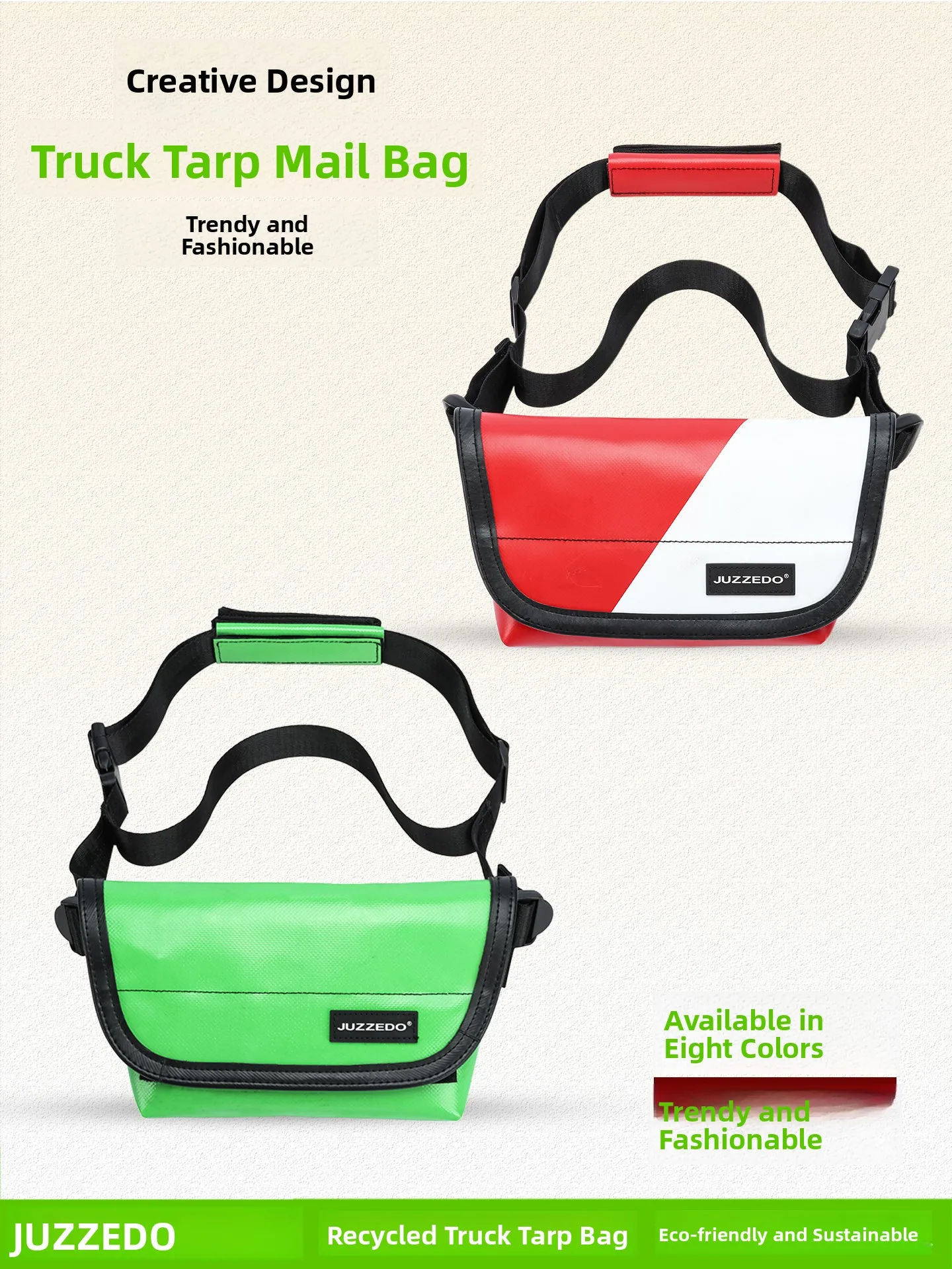 

JUZZEDO Casual Canvas Crossbody Bag Single Shoulder Truck Postal Bag Eco-friendly Leisure Waist Bag Unisex Envelope Shape