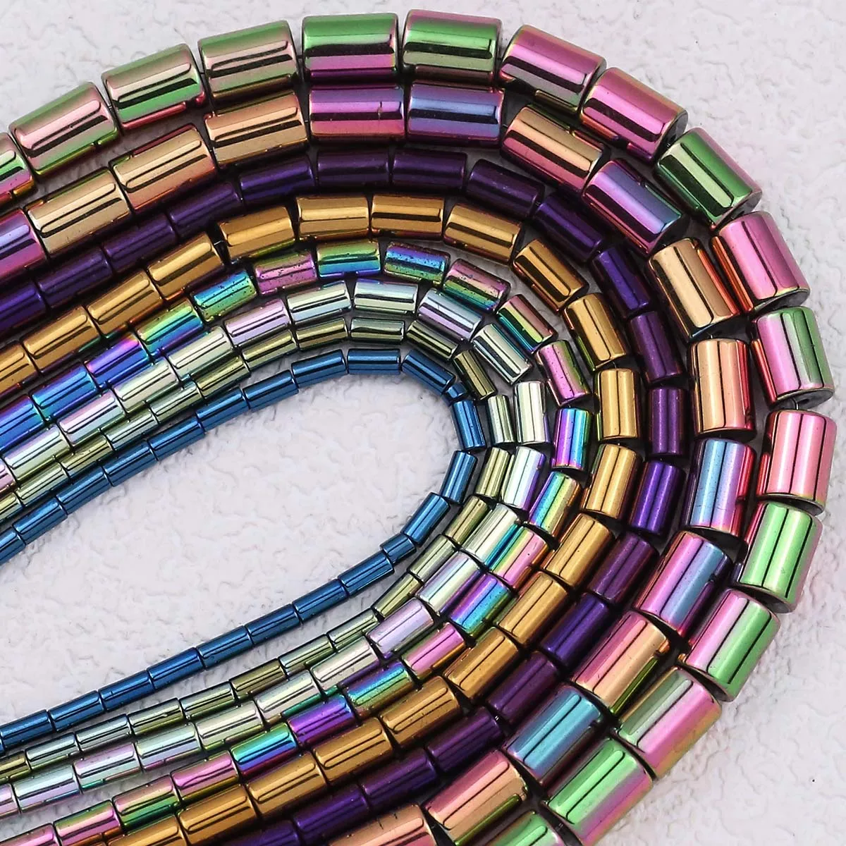 Vergoldete Zylinder natürliche Hämatit Spacer lose Steinperlen 4/5/6/8/13 mm für handgefertigte Schmuckherstellung DIY Armbänder Halskette