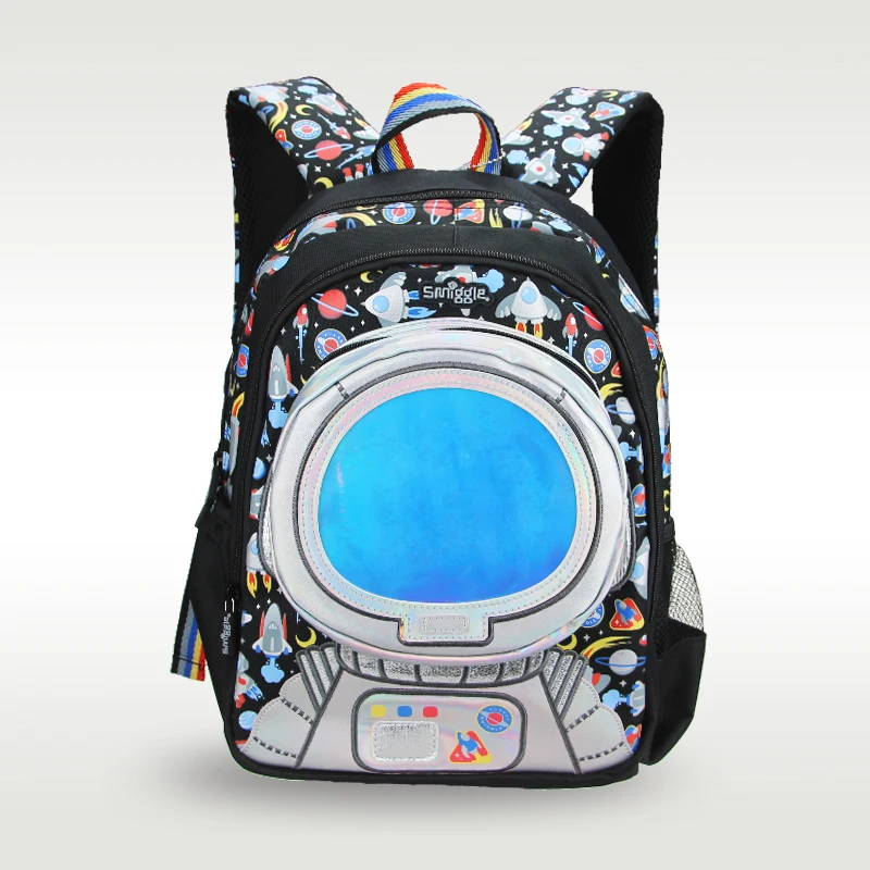 Australian Smiggle original hot-selling children's schoolbag cool boy backpack black astronaut school supplies 14 inches