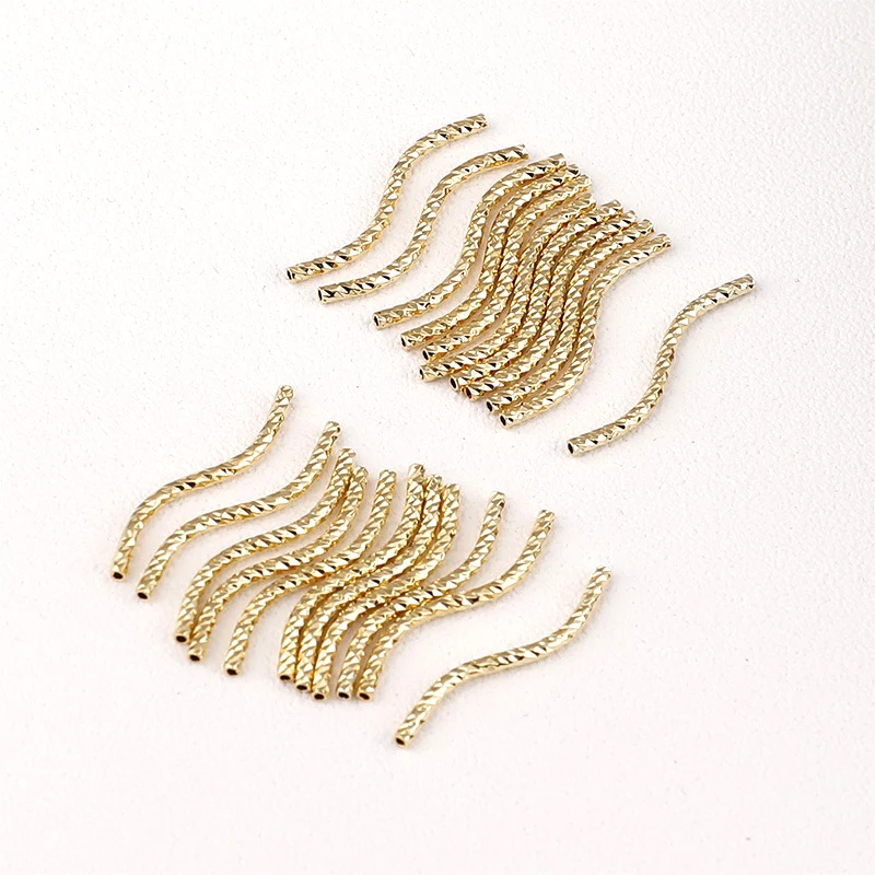 20 Pieces Brass Plated with 18k Gold Threaded Straight Pipe S Bend Bead DIY Jewelry Making Necklace Bracelet Accessory Materials