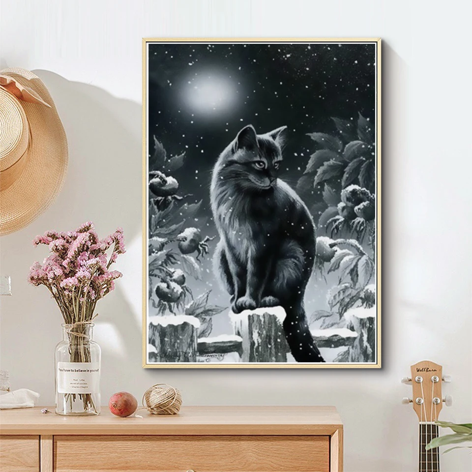 AB trapani pittura diamante fai da te 5D gatto nero strass immagine piazza animale ricamo punto croce mosaico decorazione Hobby