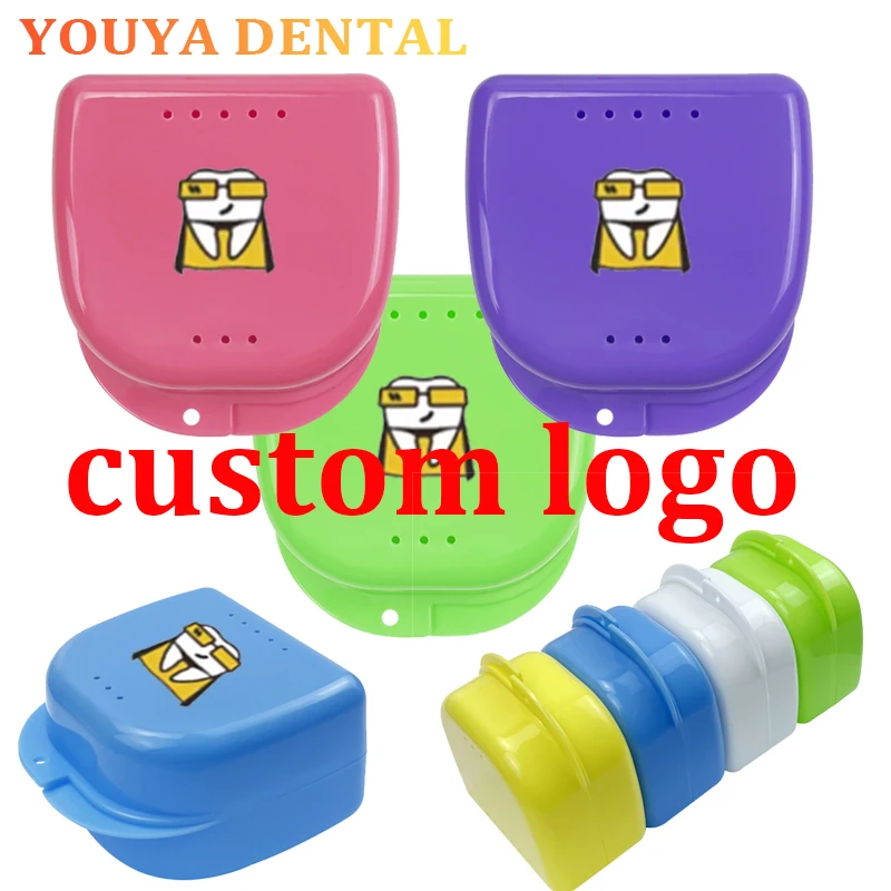 100pcs Customized Denture Storage Box Ventilation Hole Dental Supplies Tray Healthy Braces Mouthguard Container Dental Box