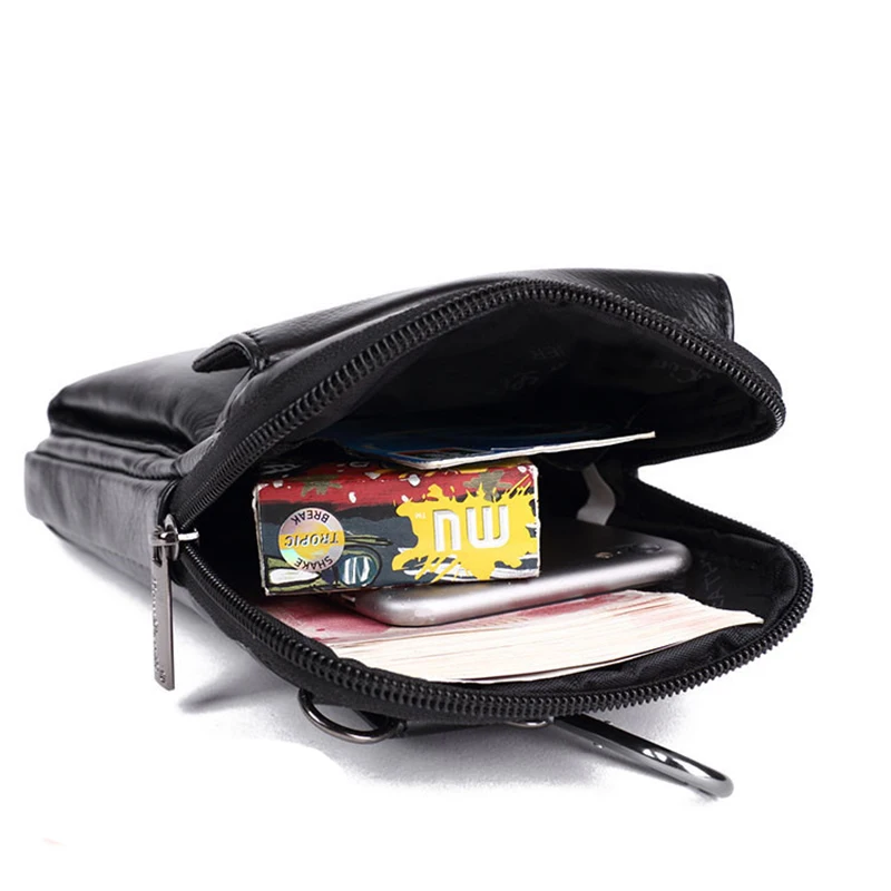 Men Genuine Leather Cell Phone Case Bag Purse Cover Pouch Real Cowhide Cross Body Fanny Mini Messenger Shoulder Belt Waist Bags