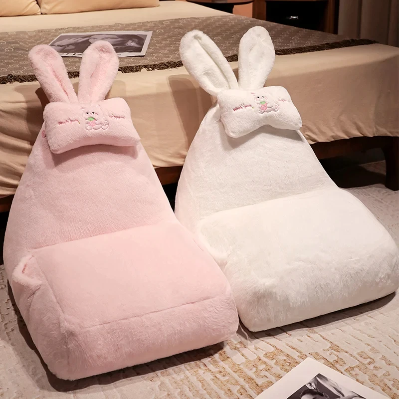 Cute Bunny Bay Window Soft Plush Cushion Stuffed Animal Cartoon Rabbit Lazy Person Sofa Home Decor Floor Foot Pad for Girl Gifts