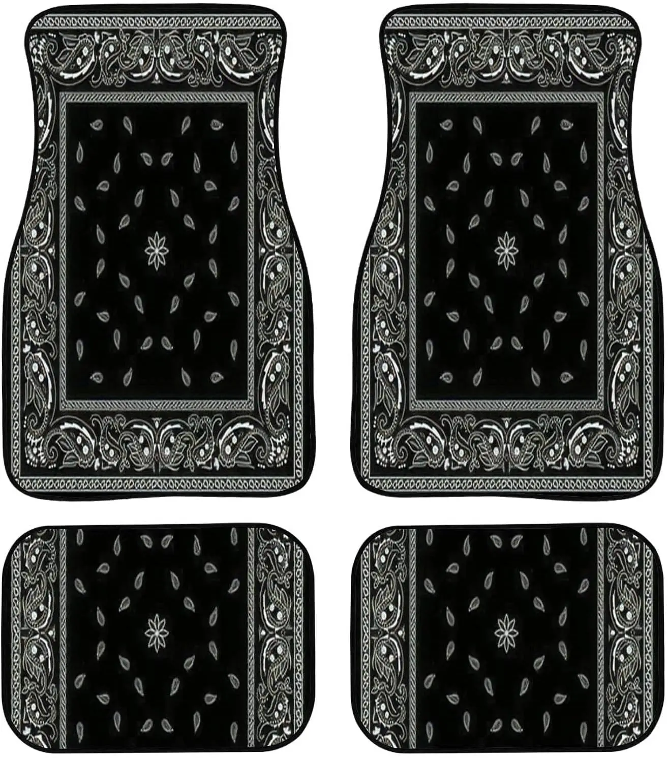 Car Floor Mats Black Pattern Carpet Floor Mats for Cars Auto Accessories Front Rear Car Floor Foot Mat Sets of 4 Pieces