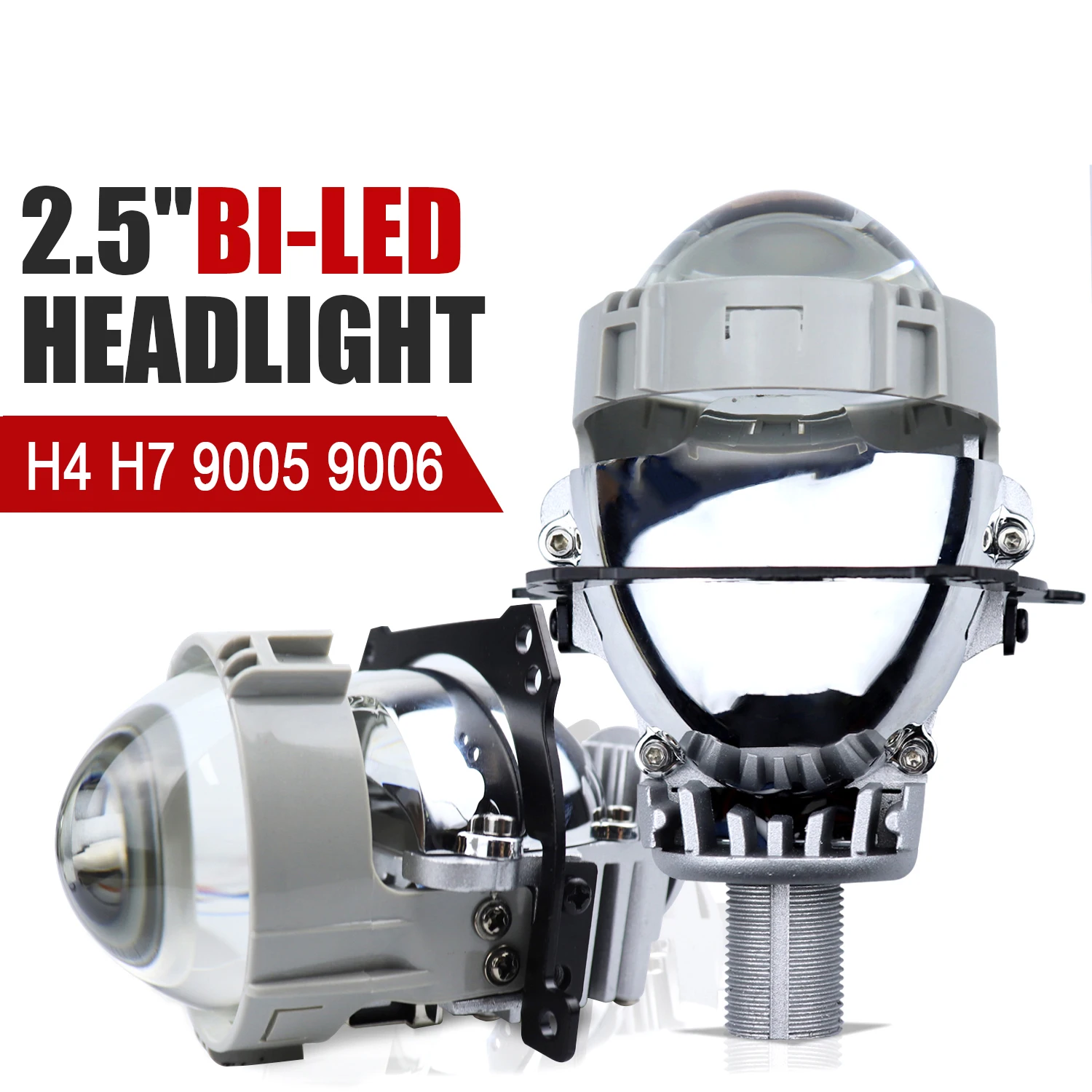 

2.5 Inch Bi Led Projector Lens Halo Car Headlight H4 H7 9005 9006 Hella 3R G5 Angel Eyes High Low Beam Retrofit Fit Auto Lamp