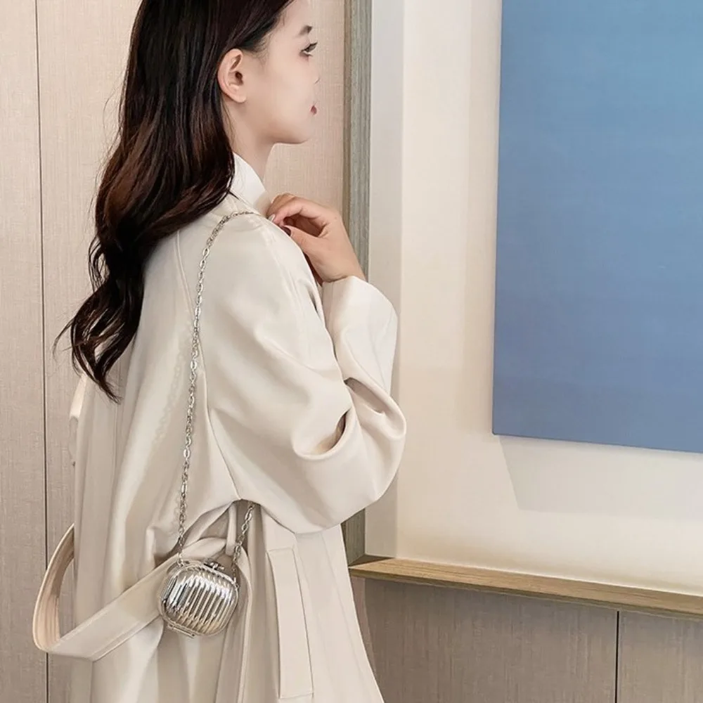 

Cute Mini Single Shoulder Bag Korean Style Golden Silver Lipstick Storage Bag Solid Color Handbag Small Square Bag Girls