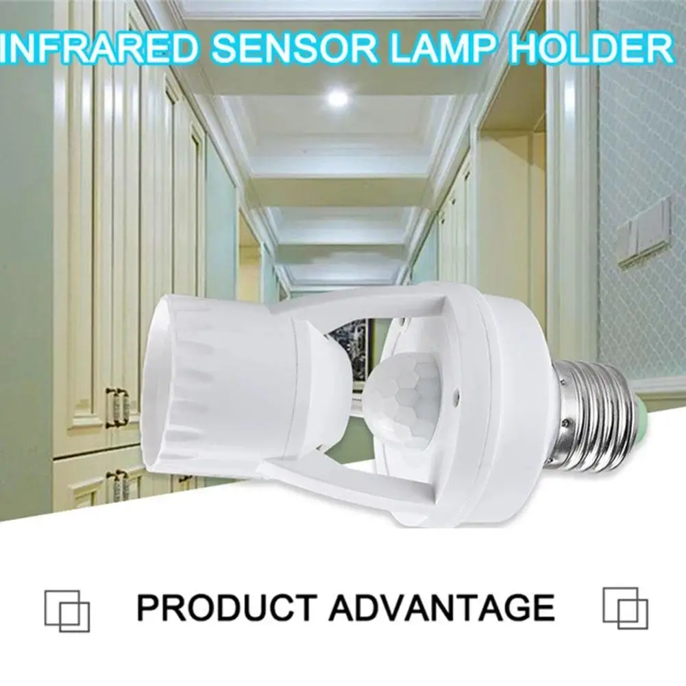 Imagem -02 - Conversor Soquete sem Fio com Sensor de Movimento Pir Suporte Inteligente Interruptor de Luz Lâmpada Base Indução Led E27 Q2d6 Branco