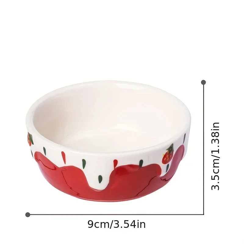 1pc Hamster Ceramic Feeder Food Bowl Food Bowl Golden Bear Ceramic Anti-spill Small Pet Food Strawberry Bowl