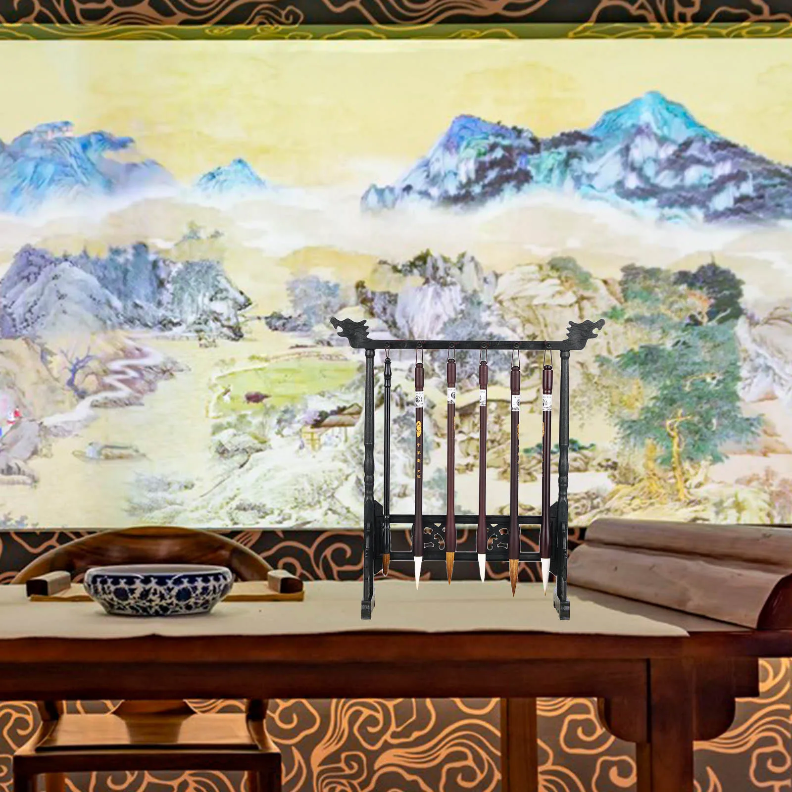 Resin Calligraphy Brush Holder Lightweight Compact Design For Chinese Ink Brush Storage Desktop Decor Rack Practical Pen