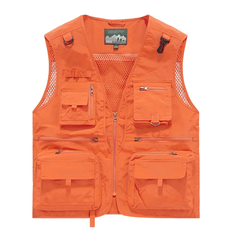 Zomervest voor heren, veelzakken, mesh gevoerd, ademend, mouwloos jack, dun buitenvissen, fotograaf, gereedschapsvest, heren