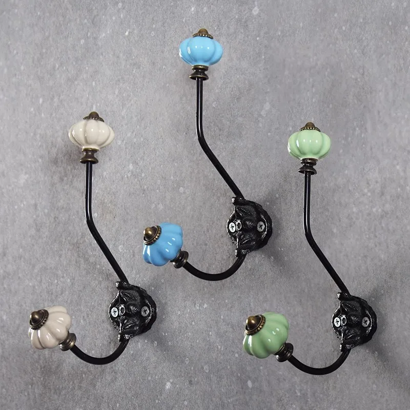 Ceramic Pumpkin Wall Mounted Coat Hooks Various Colors Home Decorative Hooks for Hanging Clothes Bags Towel Hangers 22713716