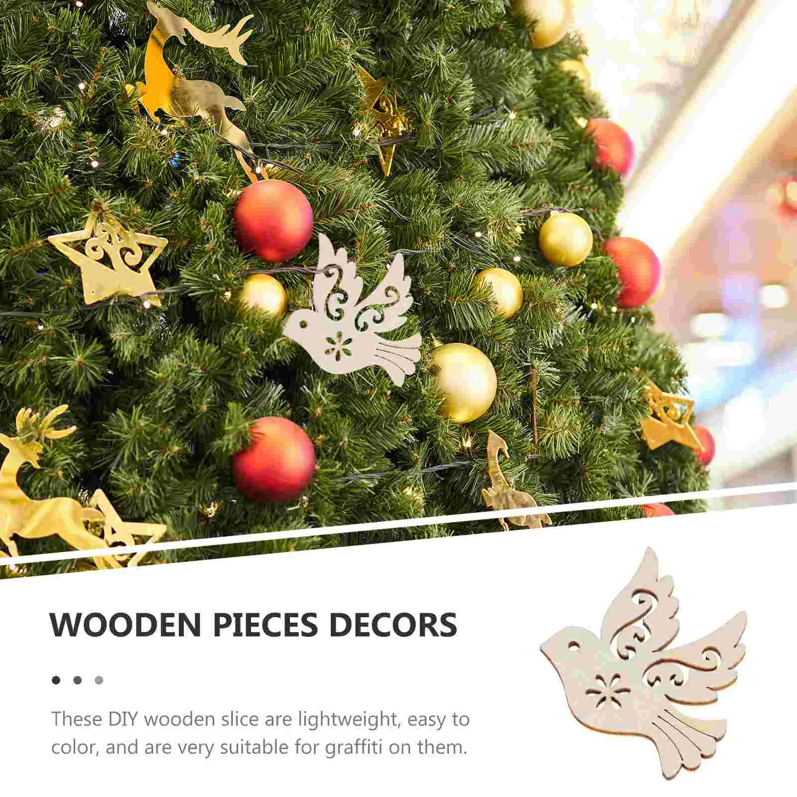 50 Pcs Wooden Decor Peace Dove Accessories Unfinished Pigeon Chips Slices Decorative Pendant Hollow Out Ornaments Hanging Craft