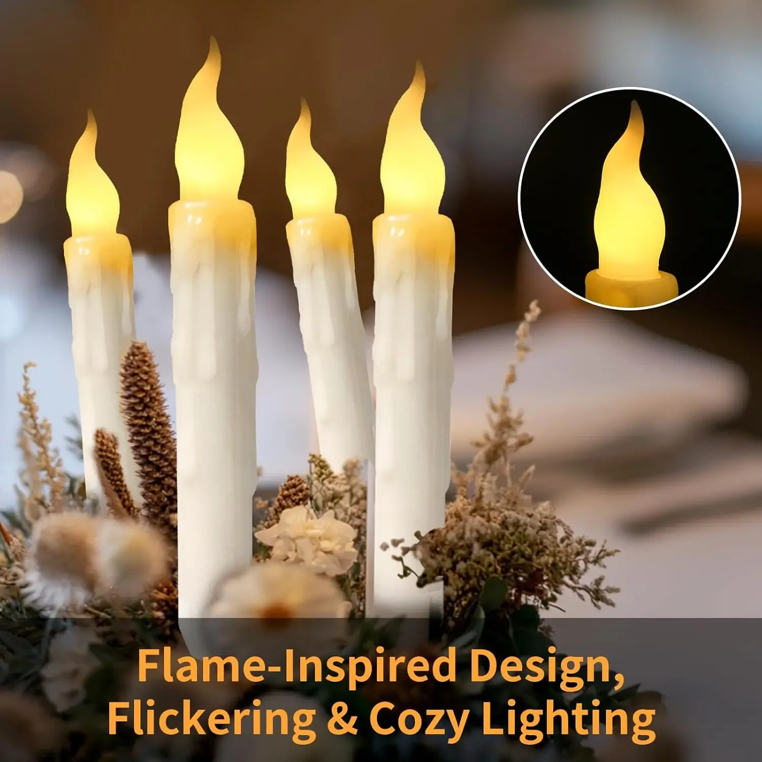 6 قطعة شموع مستدقة LED شموع كهربائية وامضة تعمل بالبطارية شموع نافذة عديمة اللهب لديكور عيد الميلاد والهالوين #3