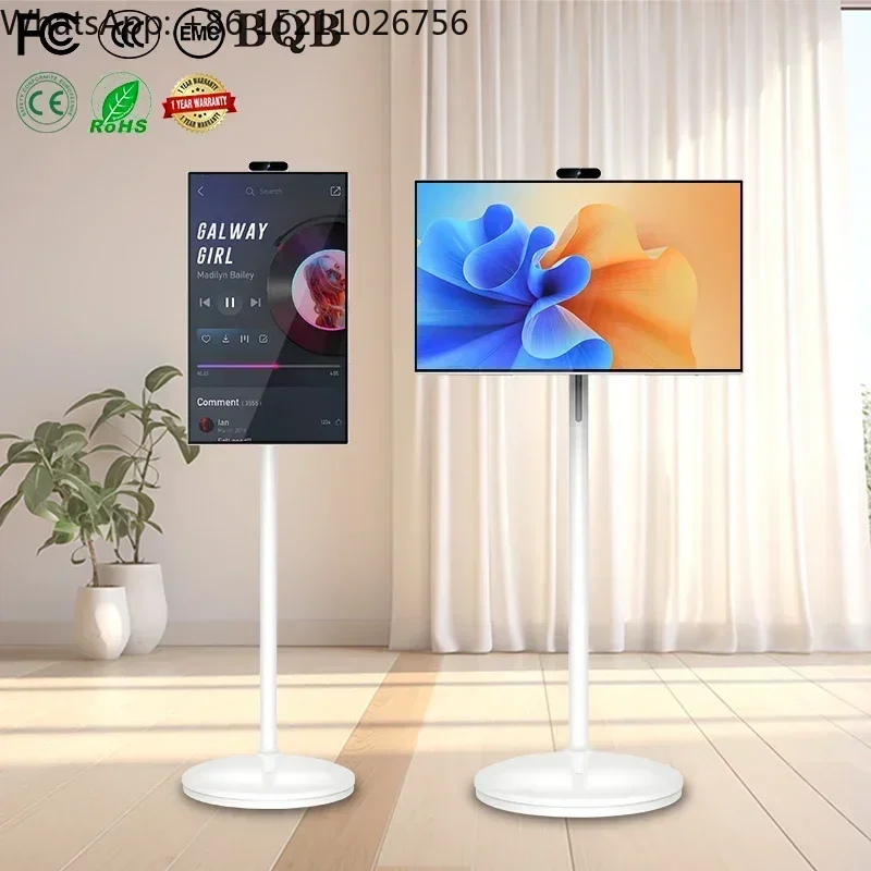 32 Inch Vertical Display Portable Android Touch Screen Tv Floor Standing Mobile Smart Tv 32 Inch With 800w Camera