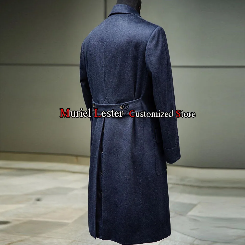 Winter Jacket Men Tweed Wollen Thick Double Breasted Overcoat Military Long Trench Coat Custom Made Manteau Homme Grooms Suits