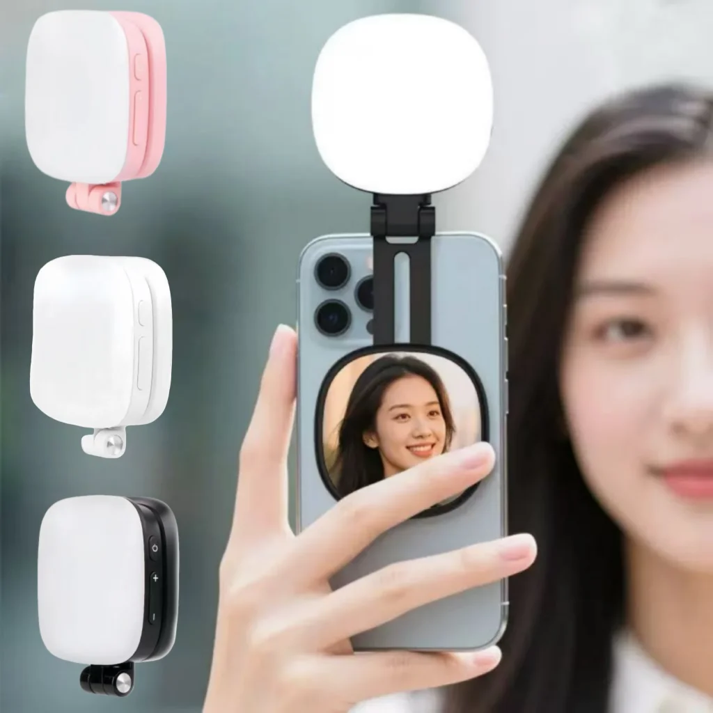 Magnetic Selfie Light 360° LED Ring Fill Light with Mirror for MagSafe iPhone Ideal for Selfies Vlog and Video Calls