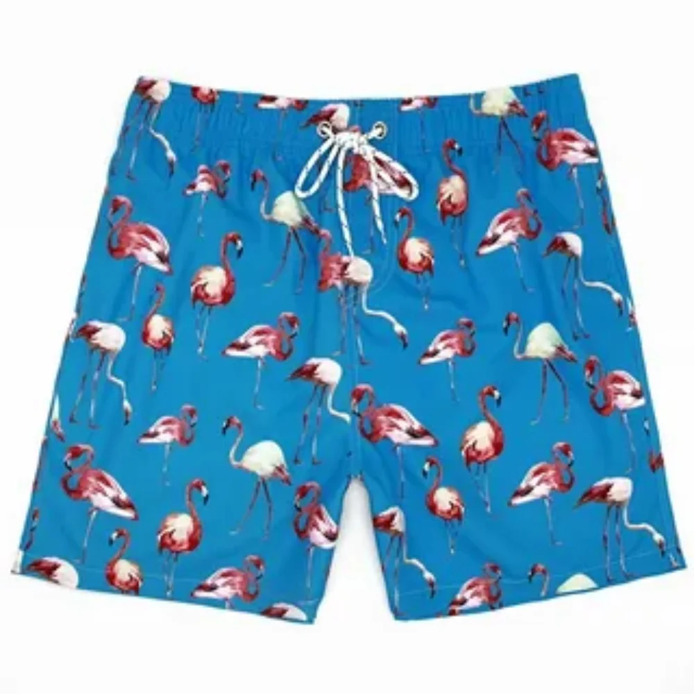 Picture 5: 2025 Men's 3D gradient Flamingo print beach Shorts, fashionable swimwear shorts, quick-drying, stylish and breathable shorts
