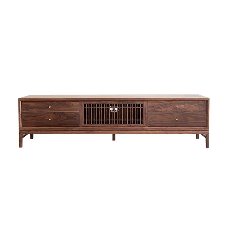 

New Chinese style, North American black walnut TV cabinet, short cabinet, simple solid wood furniture