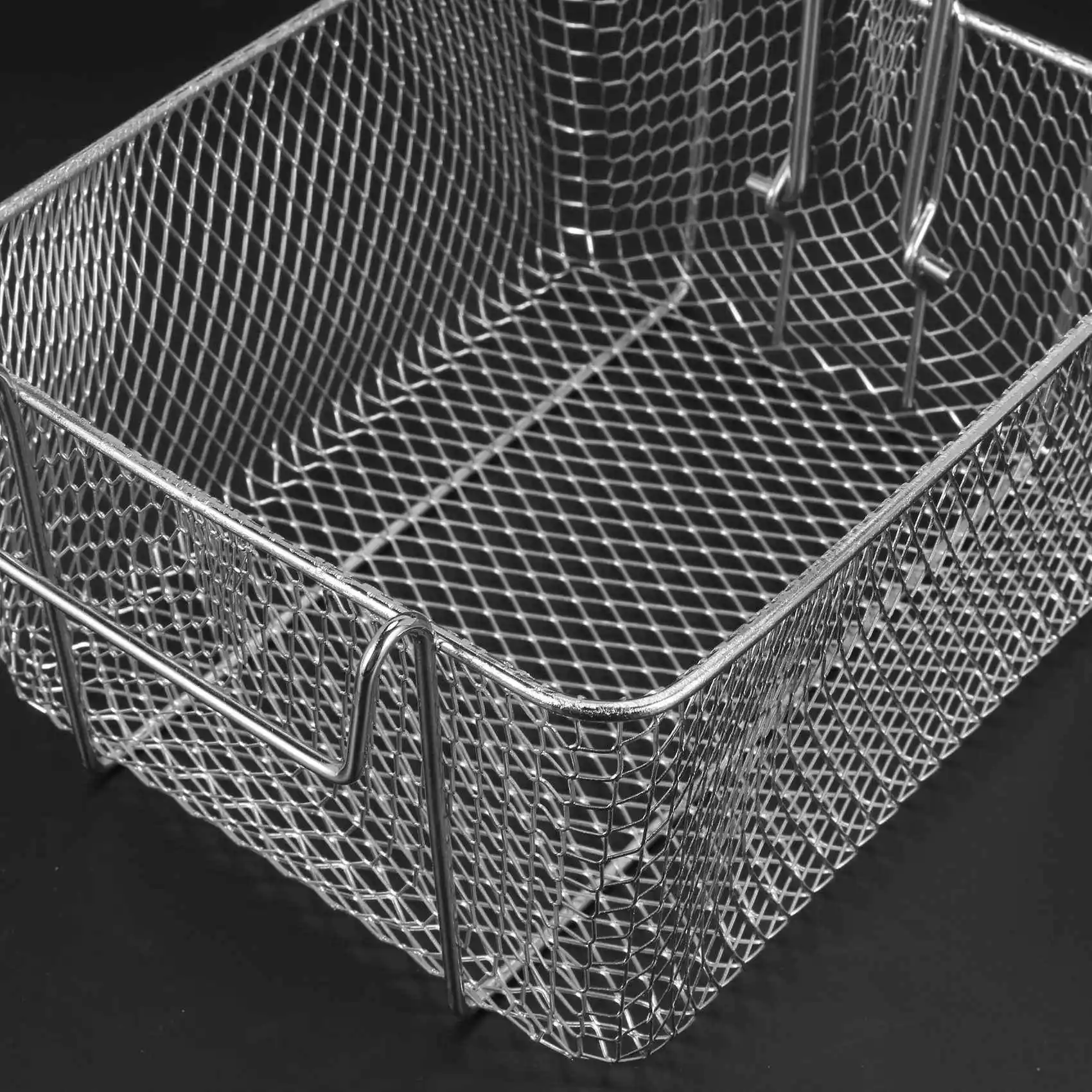 ABUH-2X Stainless Steel Deep Fry Basket Rectangle Wire Mesh Strainer With Long Handle Frying Cooking Tool Food Tableware