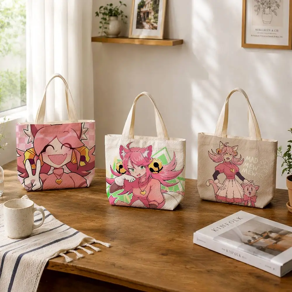 Mad Mew Mew U-Undertale  Large Capacity Cotton Polyester Zipper Tote Shoulder Bag