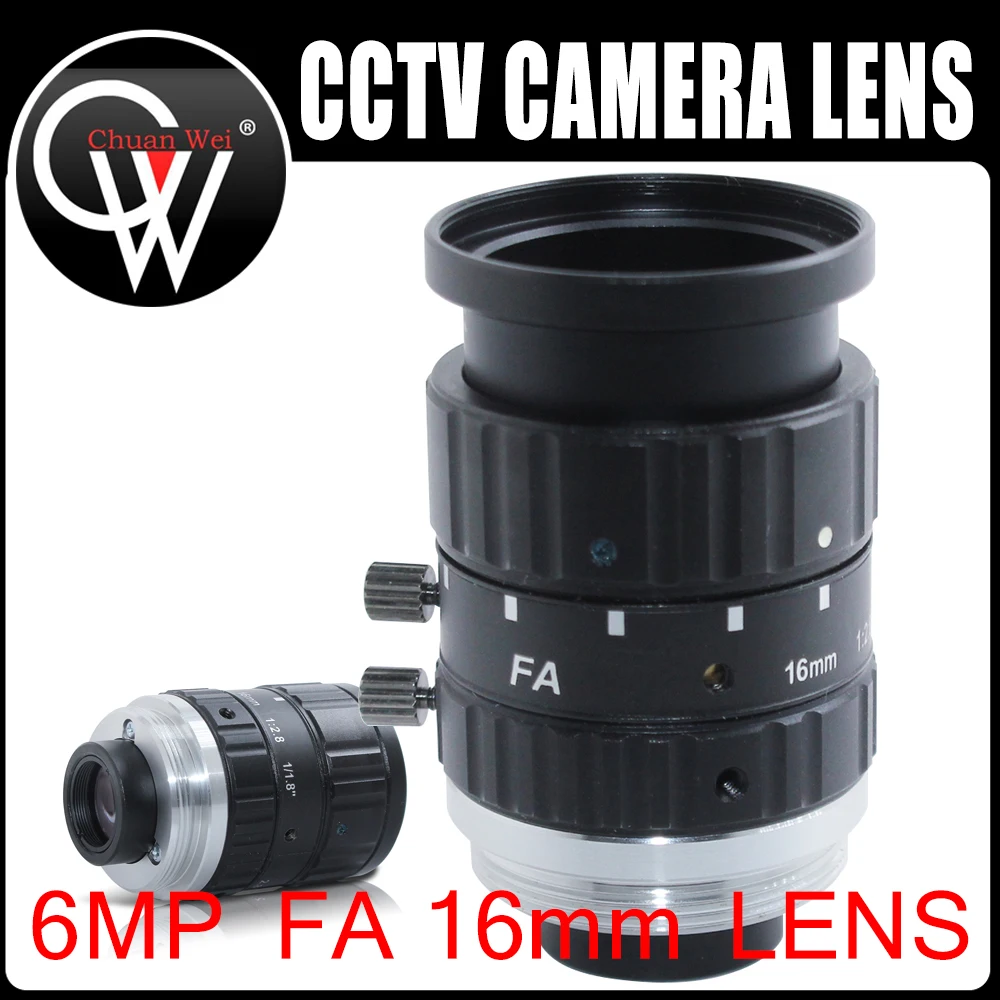 

6MP FA Высокое разрешение 16 мм C крепление 1/1.8 "F2.0 ручной Iris промышленный объектив с низким искажением для HD-камеры видеонаблюдения