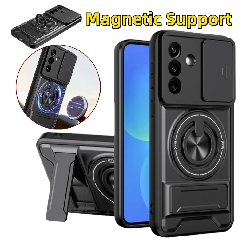 

Funda For Samsung Galaxy A17 A27 A37 A57 5G Case Slide Camera Armor Magnetic Stand Phone Cases For Galaxy A07 A 57 37 Back Cover