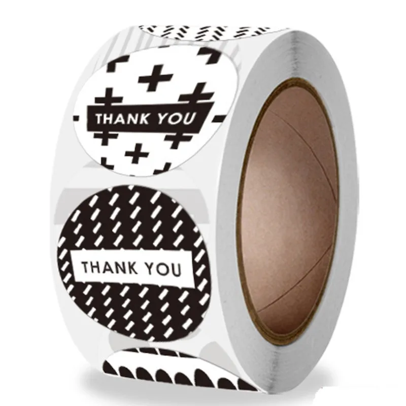 100-500pcs Thank You Stickers Black & White 8 Different Design Adhesive Sticker Labels for Seal Labels For Handmade Decoration