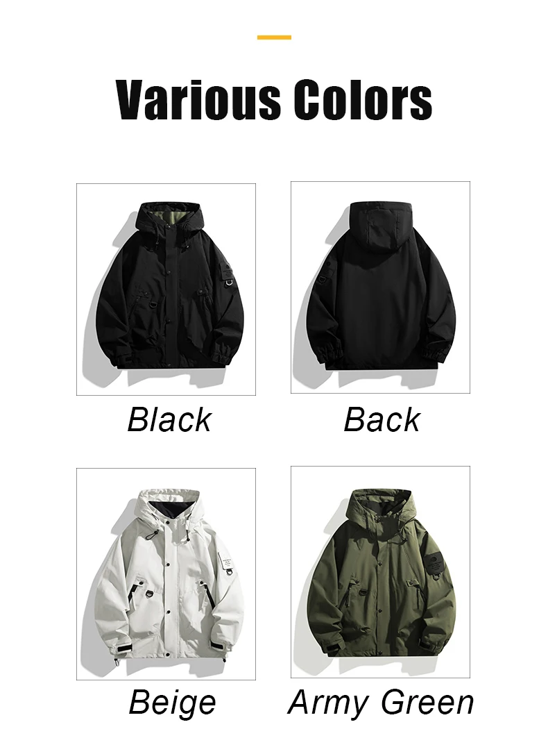 Unisex Outdoor-Kapuzenjacke im Bergstil, winddicht und wasserabweisend, modische Oberbekleidung zum Wandern und Radfahren – Detail 7