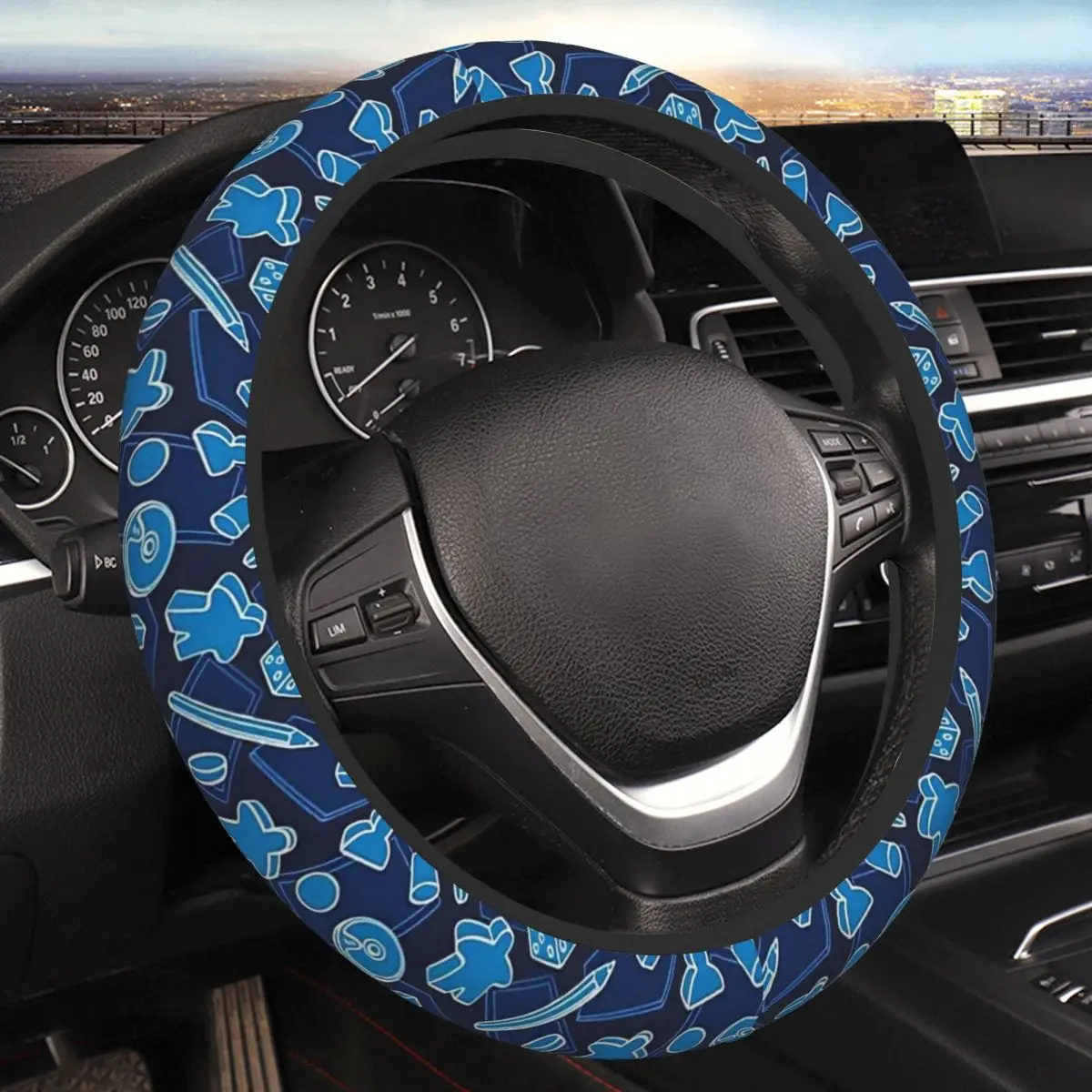 Tabletop Board Game Madness (Blue) Thickening Car Steering Wheel Cover 38cm Universal Suitable Car-styling Car Accessories