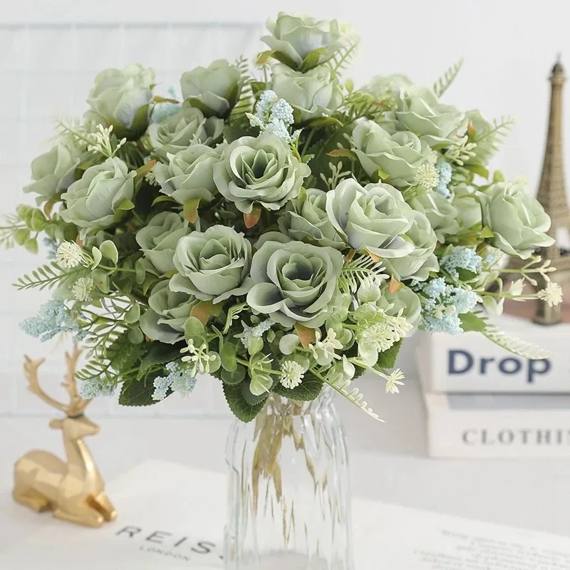 30 cm Rose Weißer Seidenstrauß Pfingstrose Künstliche Blume 5 Großer Kopf 4 Kleine Knospe Hochzeit Bräute Heimdekoration Künstliche Blume – Detail 10