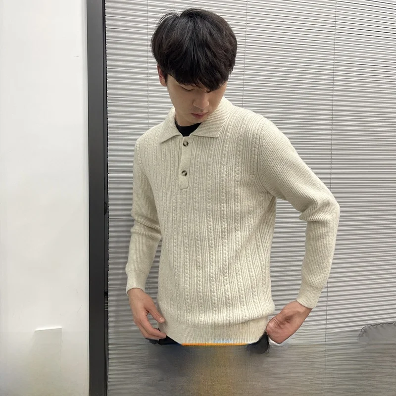 

Теплый и один! Осень-зима, мужской художественный ретро-воротник, трикотаж, пушистый теплый свитер с воротником, модный городской свободный свитер...