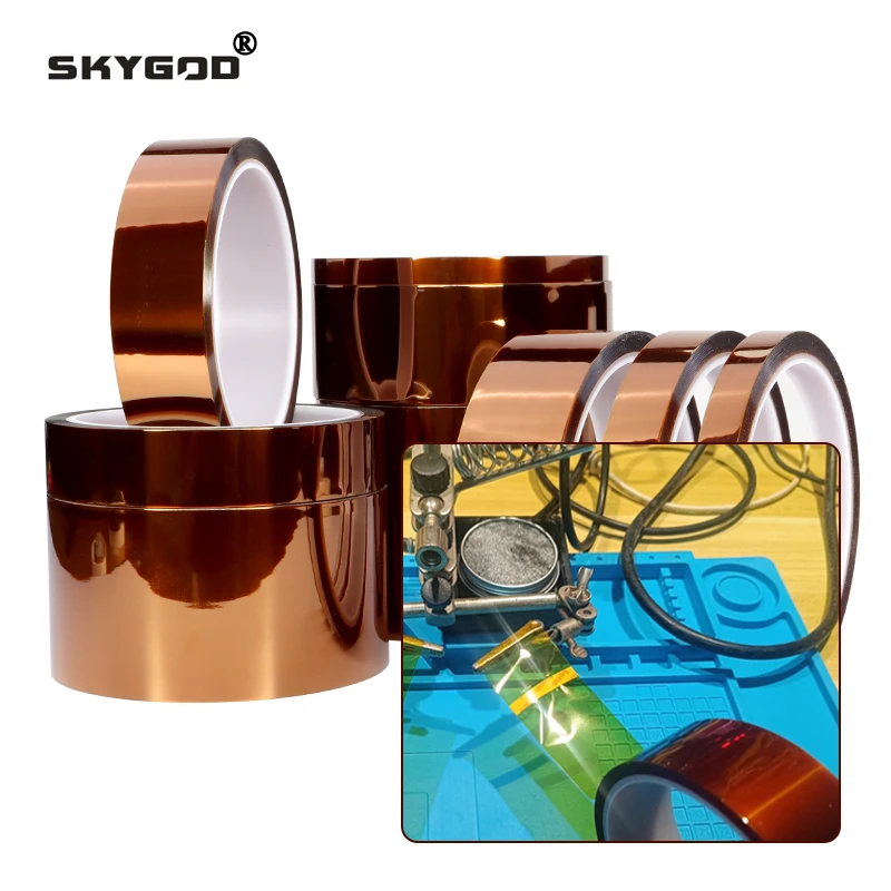 1/3/5 Piezas Cinta Kapton de Poliimida de 5mm ~ 100mm, Cinta Adhesiva Aislante, Cinta Térmica Kapton para Boar