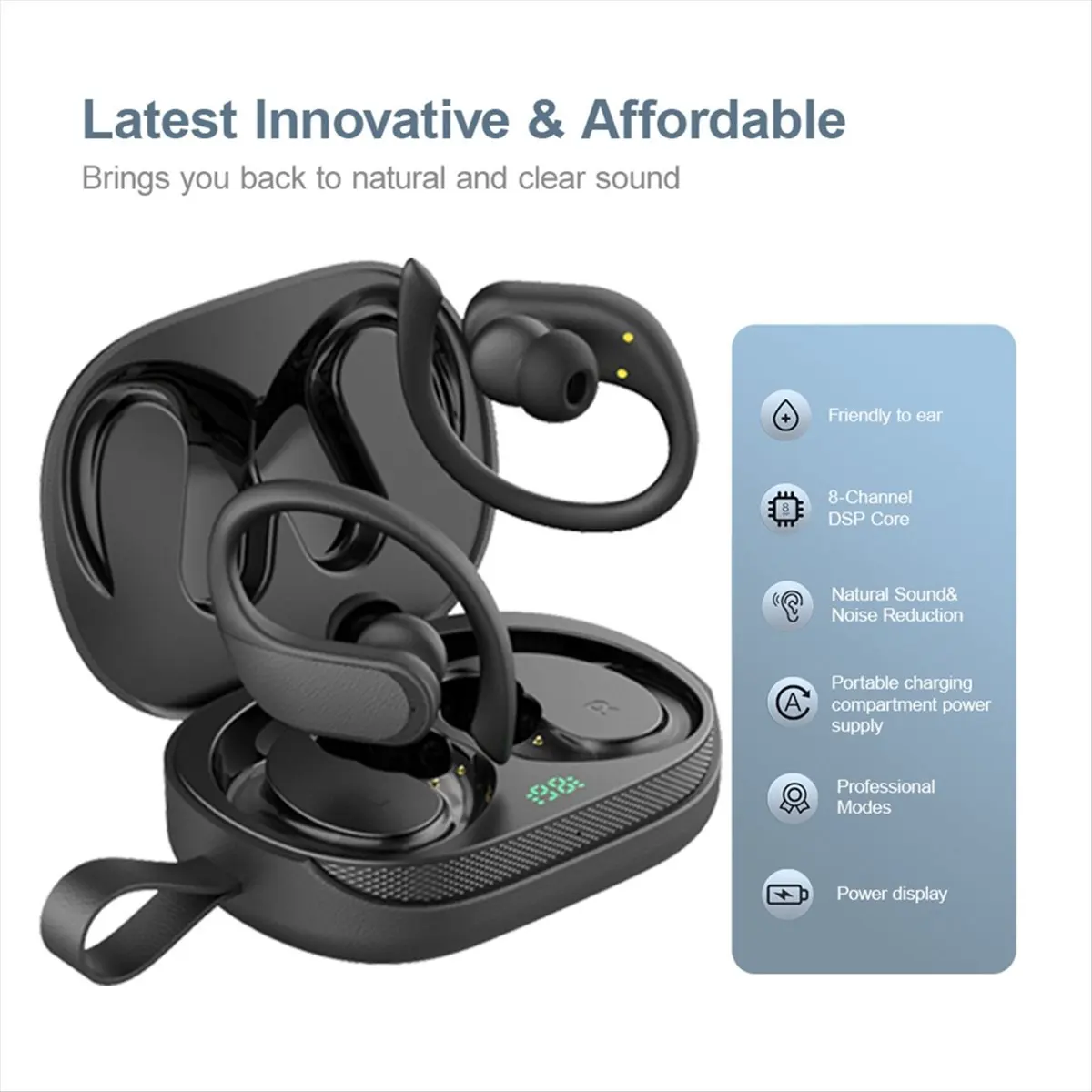 T450C-2PCS Auxiliary Listening Headphones with Charging Case, Mini in Ear Noise Reduction, Elderly Hearing Aid Amplifier Black H