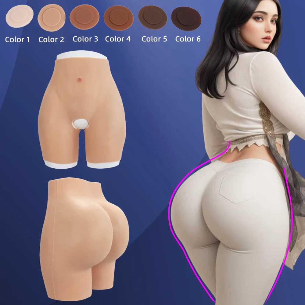YUERUGOU Silicone Butt Hip Enhancement Women Open Crotch Pants Artificial Hip Shaper Padded Cosplay African Woman Plus Size Wear