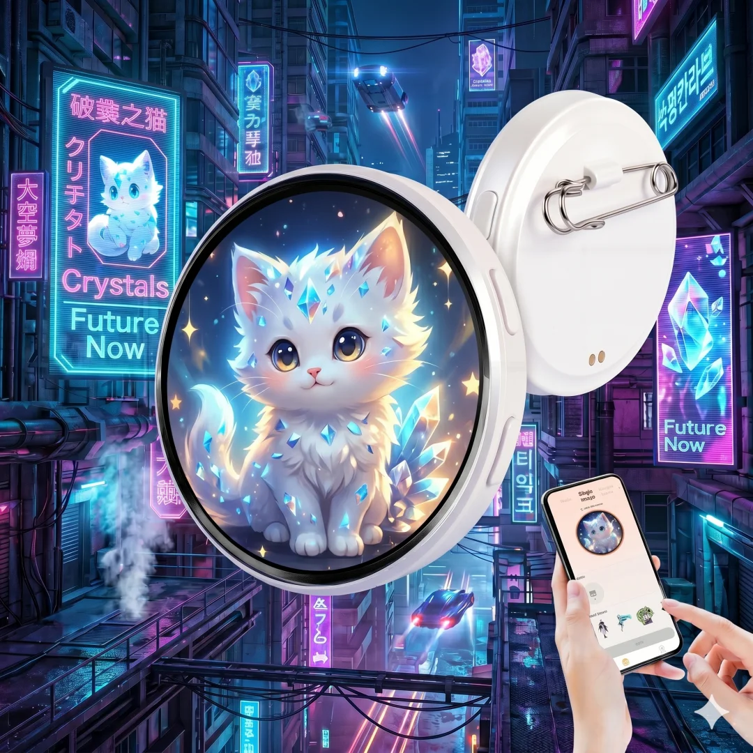

Digital Pin, Digital Badge with Touch Screen LED Display, Smart Button for FIFA Footbal Party, Cosplay, Fandoms