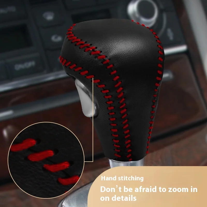 

Leather Car Gear Head Shift Knob Cover Fit for Audi 01-02-03-04-05 Year A6 8 Gear Shift Collars Accessories