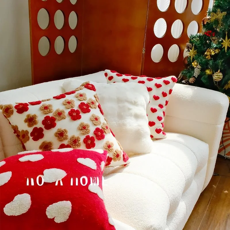 

Soft Plush Decorative Pillow Home Stay Living Room Sofa Waist Cushion Square Super Soft Cover Pillow Festive Style Mixed Fabric