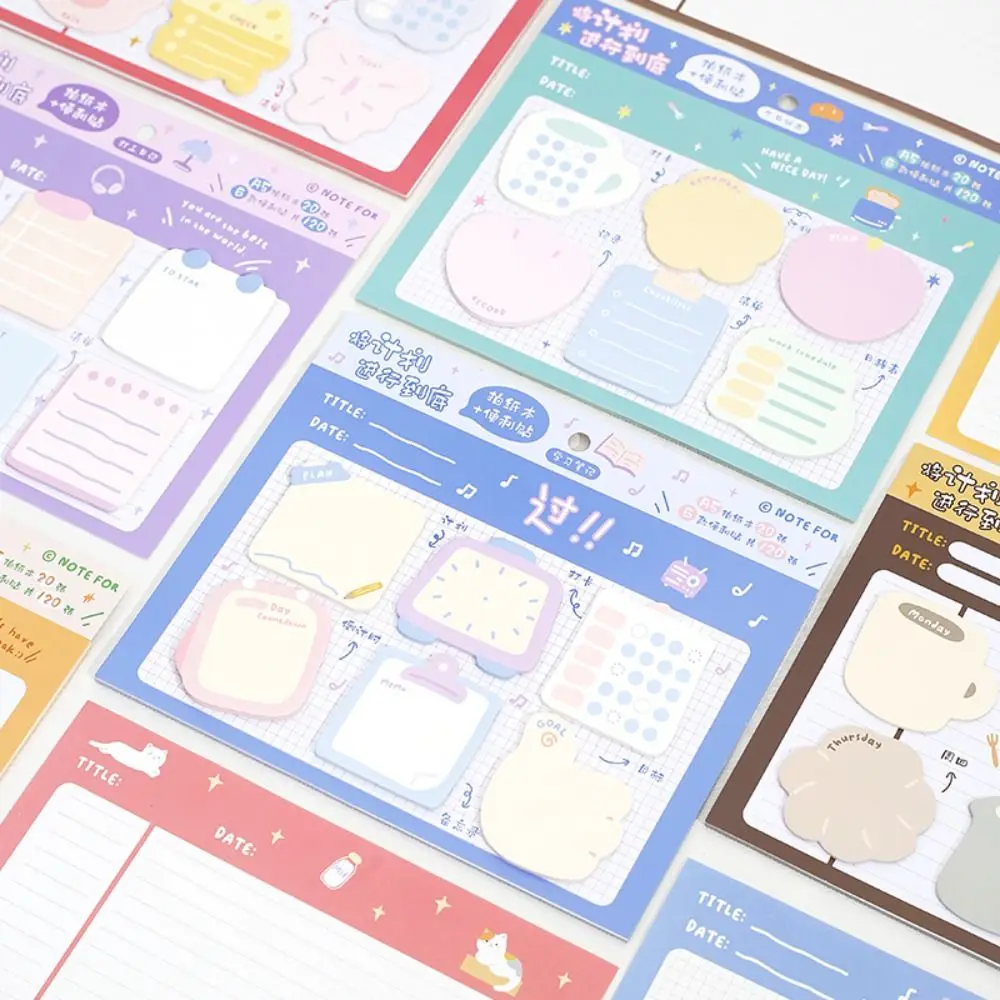 Measge Paper Study Sticky Note Set, INS Style, To Do List, Memo Pads, Schedule, 6 em 1 Espessura, Student