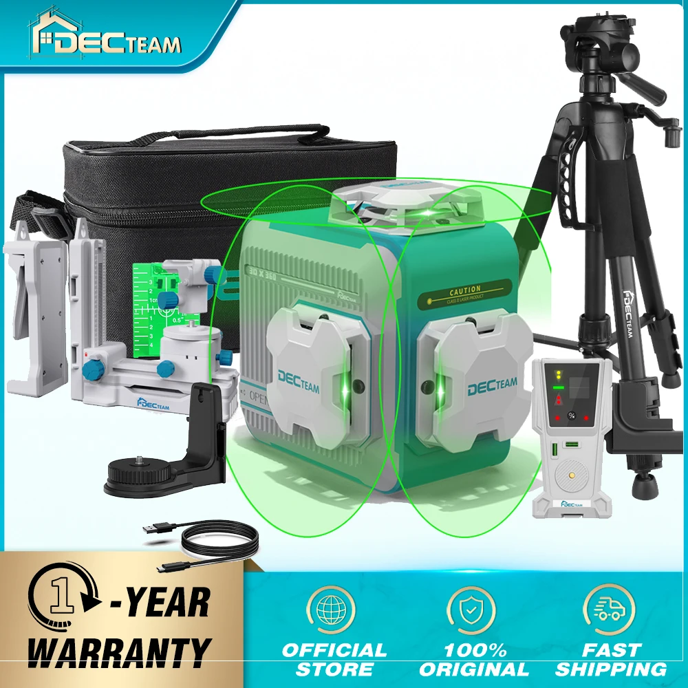 Decteam 12 Linhas de Nível Laser 3d Linha Cruzada Autonivelante Nível Laser com Linha Horizontal e Vertical Ferramentas Laser de Diodo Afiado