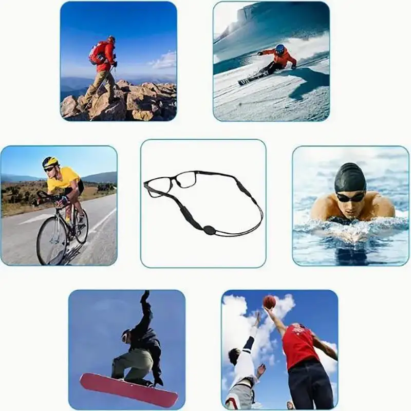 5 قطع من تثبيت النظارات قابل للتعديل ومضاد للانزلاق، حبل نظارات مناسب عالمي، نظارات شمسية رياضية للجنسين، حزام حبل
