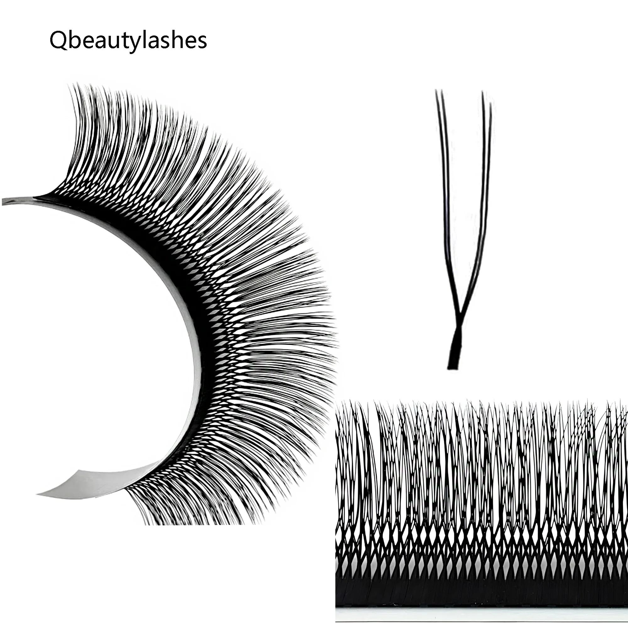 ขนตาปลอมรูปตัวยู YY Lash ไม่ขาดที่ฐาน ขนตาธรรมชาติ ติดทนนาน แบบกลุ่ม งอน C/D  อุปกรณ์แต่งหน้า