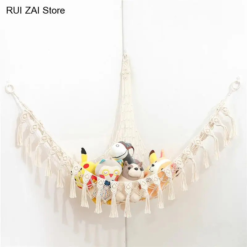 Animals Toys Hammock Net Organize Bohemia Storage Holdermacrame Hammock Net Toys Storage Boho Decor Children Room Toys Stuffed