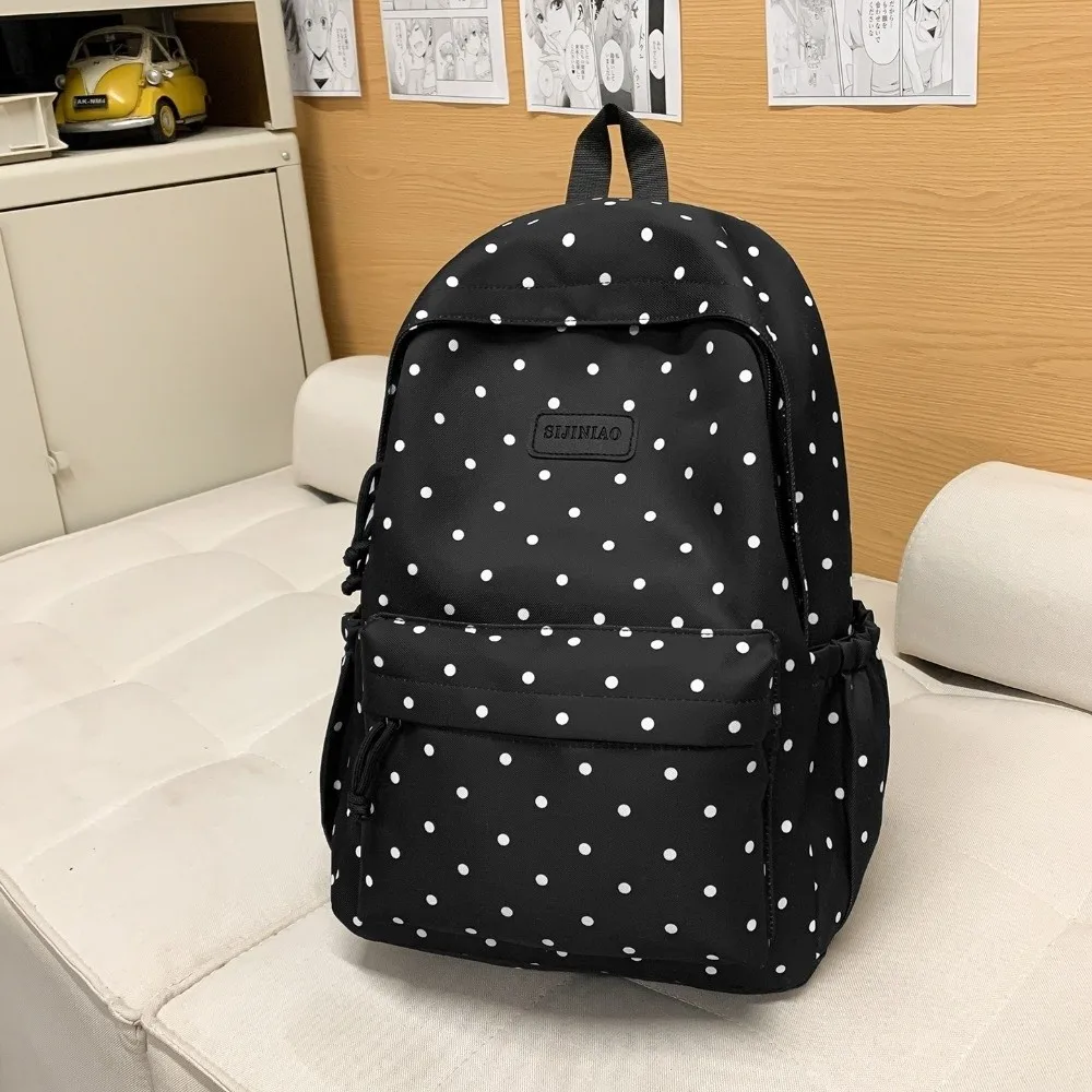 Täglicher Doppelschulter-Rucksack mit Polka-Dots, Große Kapazität, Leichter Reiserucksack, Niedliche Wasserdichte Schultasche für Wandern – Detail 10
