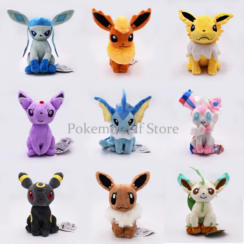 TAKARA TOMY 포켓몬 스탠딩 샤이니 우산 봉제 인형, 귀여운 이브닝, Vaporeon, Espeon, Sylveon, 플러시 품질 만화 장난감