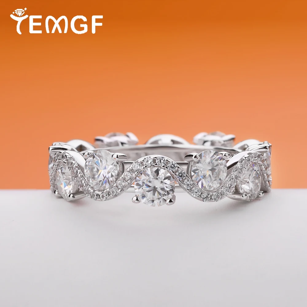 

Кольца Eternity с муассанитом TEMGF, 4 мм, серебро 925 пробы, цвет D, бриллиант для женщин, обручальные кольца, подарки, ювелирные изделия с GRA